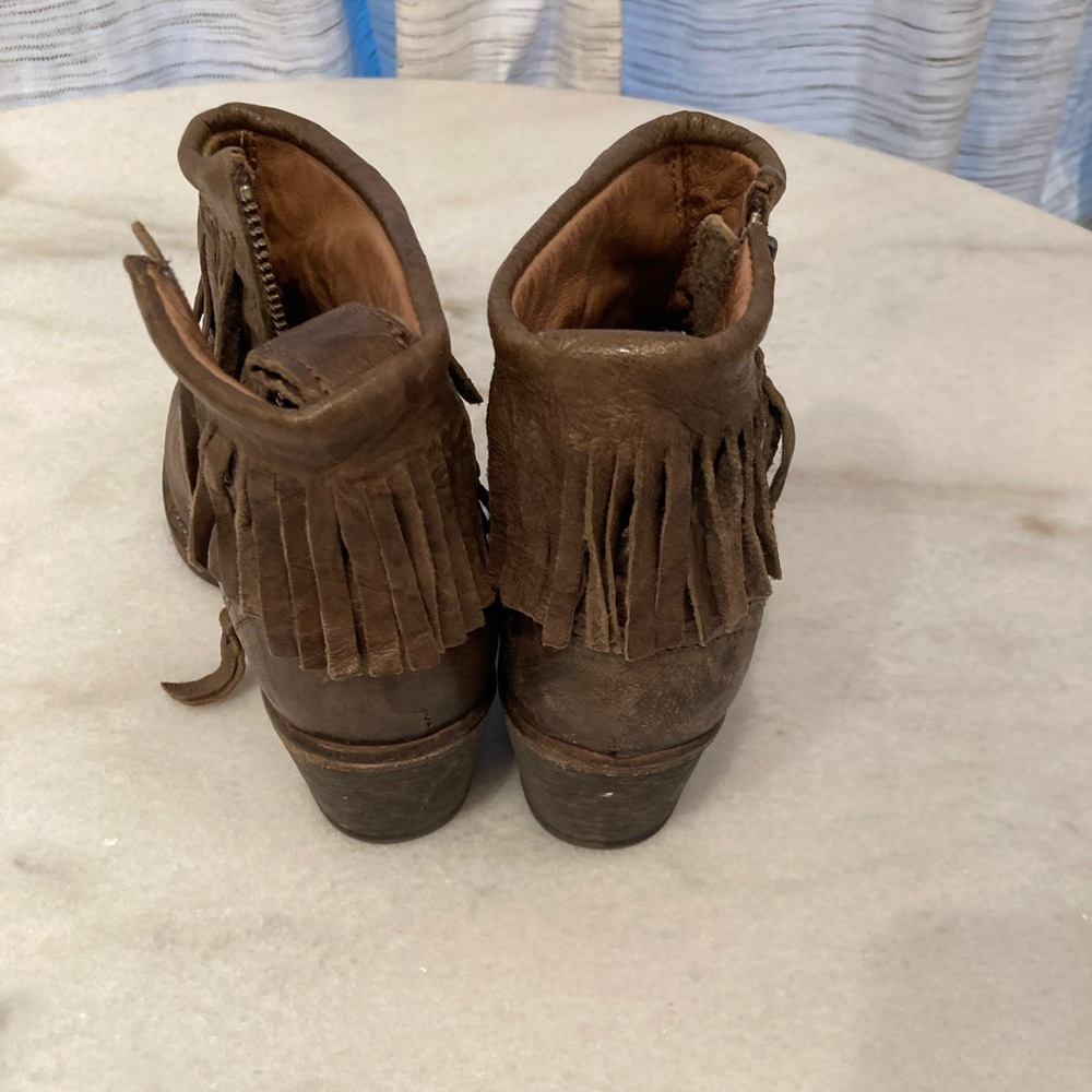 All Saints Cuban Fringed Leather Ankle Booties - Picture 13 of 16